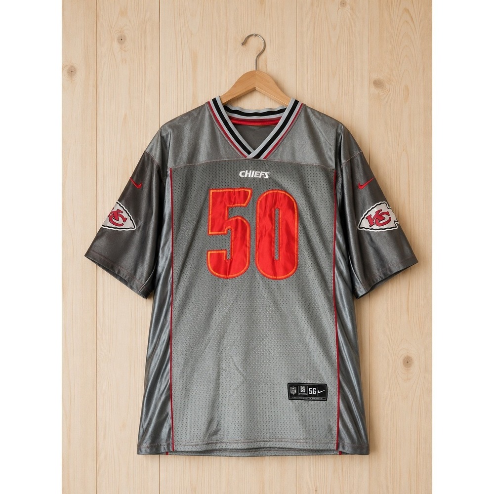Nike Kansas City Chiefs Justin Houston 50 NFL Jersey Grey Mens Size 56
